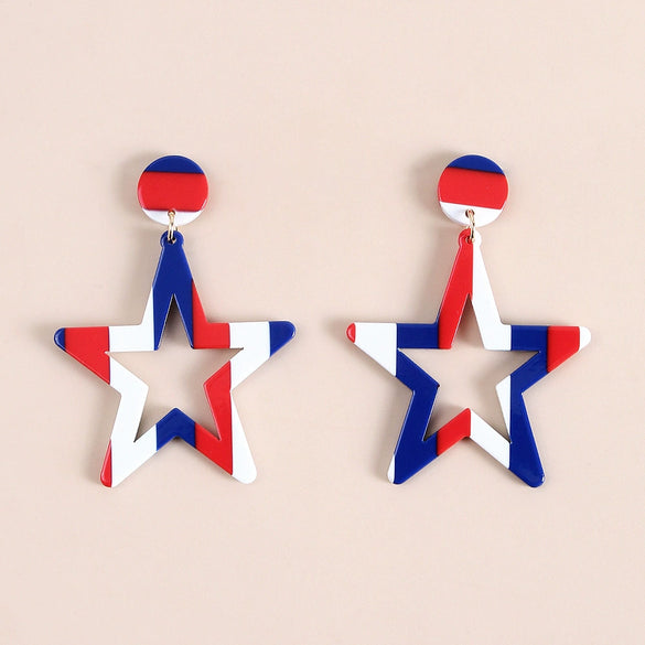 Handmade Geometric Acrylic Round Heart And Star Statement Earrings For Unisex Fashion Jewelry
