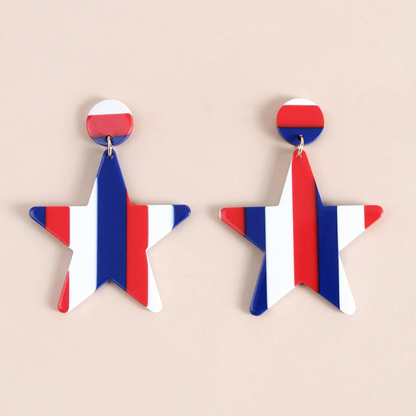 Handmade Geometric Acrylic Round Heart And Star Statement Earrings For Unisex Fashion Jewelry