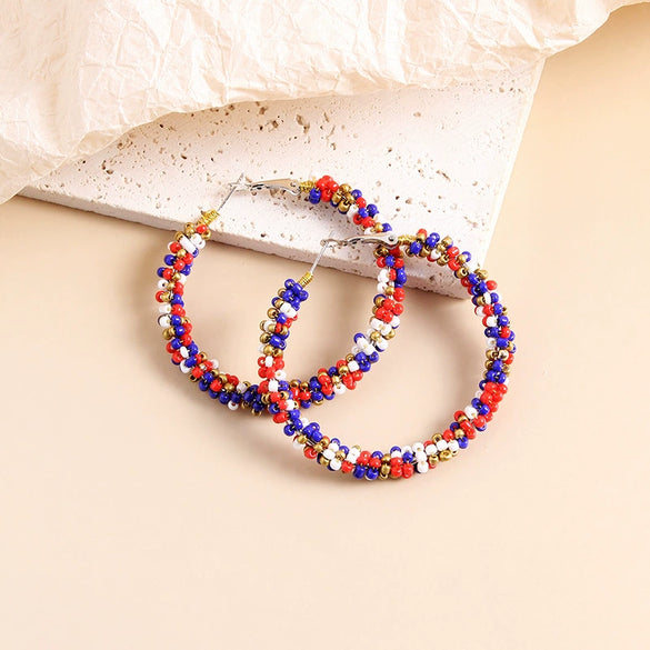 Handmade Geometric Beaded Earrings For Women Versatile Fashion Jewelry Wholesale