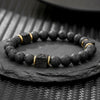 Handmade Geometric Black Frosted Volcanic Stone Bracelet Unisex Hand Jewelry Accessories