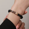 Handmade Geometric Black Frosted Volcanic Stone Bracelet Unisex Hand Jewelry Accessories