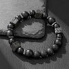 Handmade Geometric Black Frosted Volcanic Stone Bracelet Unisex Hand Jewelry Accessories