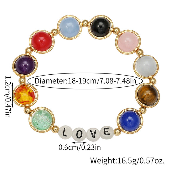 Handmade Geometric Glass Beads Gradient Color Luminous Letter Friendship Couple Bracelet