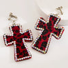 Handmade Geometric Leather Leopard Pattern Exaggerated Drop Earrings For Women With Decorative Diamond Style Detail