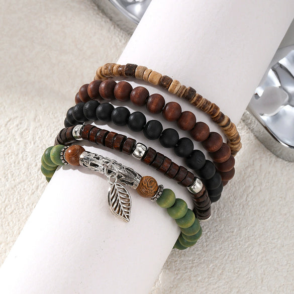 Handmade Geometric Mixed Materials Beaded Bracelets For Men