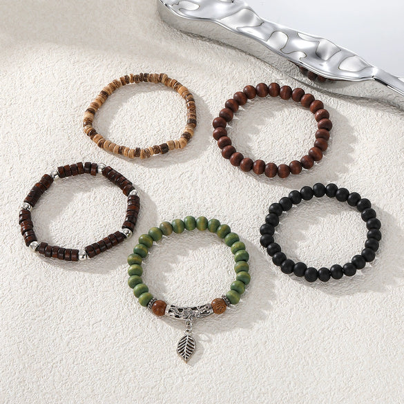 Handmade Geometric Mixed Materials Beaded Bracelets For Men