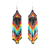 Handmade Geometric Multi Layer Rice Bead Long Tassel Earrings Retro Fashion Dangle Earrings
