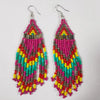 Handmade Geometric Multi Layer Rice Bead Long Tassel Earrings Retro Fashion Dangle Earrings