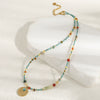 Handmade Geometric Natural Stone Beaded Necklace With Czech Beads And Agate