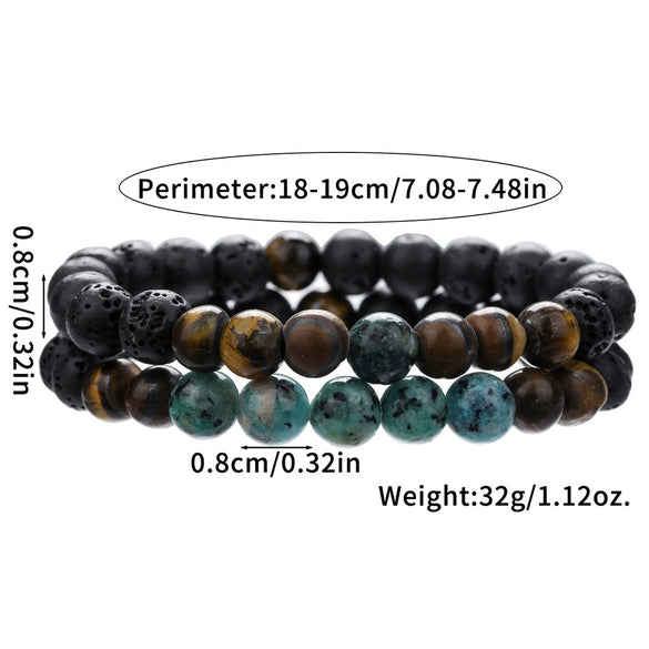 Handmade Geometric Stone Hiphop Hand Jewelry Unisex Beaded Bracelet With African Pine Yellow Tiger Eye And Volcanic Stone