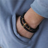 Handmade Geometric Stone Hiphop Hand Jewelry Unisex Beaded Bracelet With African Pine Yellow Tiger Eye And Volcanic Stone