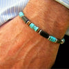 Handmade Geometric Style Unisex Bracelet Jewelry With Black Gallstone And Turquoise