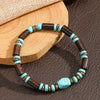 Handmade Geometric Style Unisex Bracelet Jewelry With Black Gallstone And Turquoise