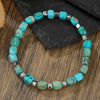 Handmade Geometric Style Unisex Bracelet Jewelry With Black Gallstone And Turquoise