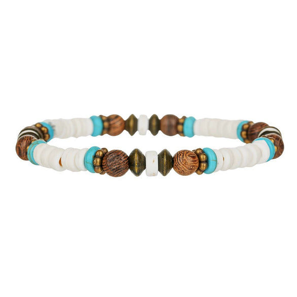 Handmade Geometric Style Unisex Bracelet Jewelry With Black Gallstone And Turquoise