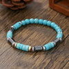 Handmade Geometric Style Unisex Bracelet Jewelry With Black Gallstone And Turquoise