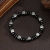 Handmade Geometric Style Unisex Bracelet Jewelry With Black Gallstone And Turquoise