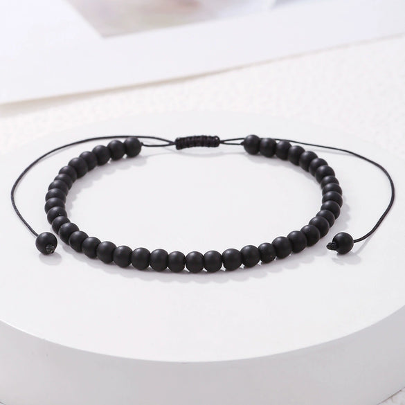 Handmade Geometric Tiger Eye Volcanic Stone Black Stone Unisex Bracelet Charm