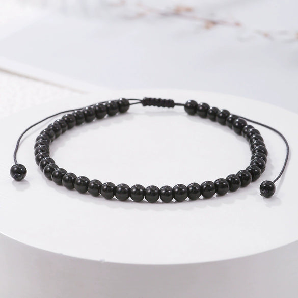 Handmade Geometric Tiger Eye Volcanic Stone Black Stone Unisex Bracelet Charm