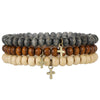 Handmade Geometric Wooden Beaded Volcanic Stone Turquoise Coconut Shell Unisex Bracelet