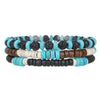 Handmade Geometric Wooden Beaded Volcanic Stone Turquoise Coconut Shell Unisex Bracelet