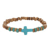 Handmade Geometric Wooden Beads Turquoise Coconut Shell Bracelet Unisex Hiphop Style