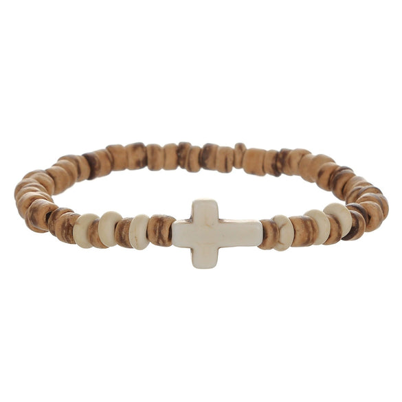 Handmade Geometric Wooden Beads Turquoise Coconut Shell Bracelet Unisex Hiphop Style