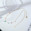 Handmade Girl Summer Dream Rainbow Diamond Drop Shape Bracelet Titanium Steel 18K Gold Plated