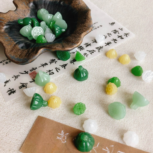 Handmade Glass And Colored Glaze Lotus Hairpin Headdress Pendant Accessories