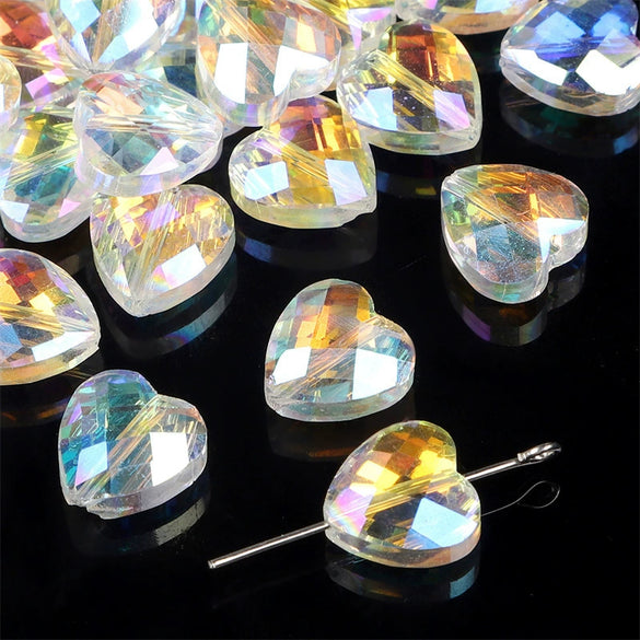 Handmade Glass Crystal Peach Heart Pointed Beads For Diy Bracelet Necklace Beaded Accessories