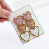 Handmade Glass Glazed Three Heart Three Color Beige Women's Earrings