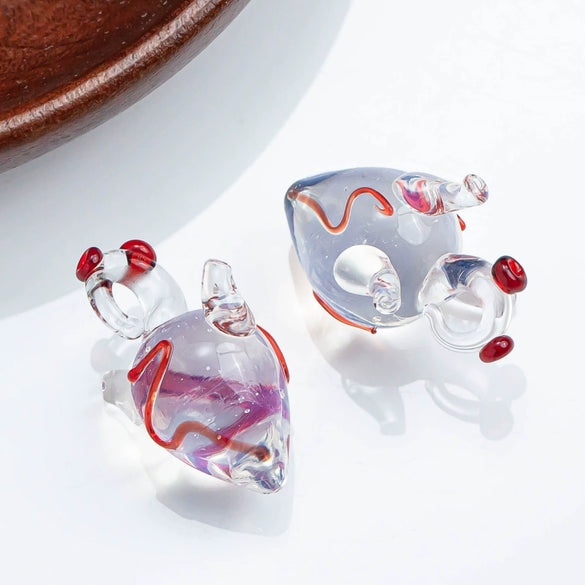 Handmade Glass Heart Pendant Necklace With Dripping Oil Design Imported Materials Light Luxury Niche Jewelry Accessories