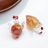 Handmade Glass Heart Pendant Necklace With Dripping Oil Design Imported Materials Light Luxury Niche Jewelry Accessories