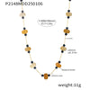 Handmade Half Bead Tourmaline Natural Stone Necklace With Stainless Steel 18K Gold Electroplated Geometric Light Luxury Jewelry For Women