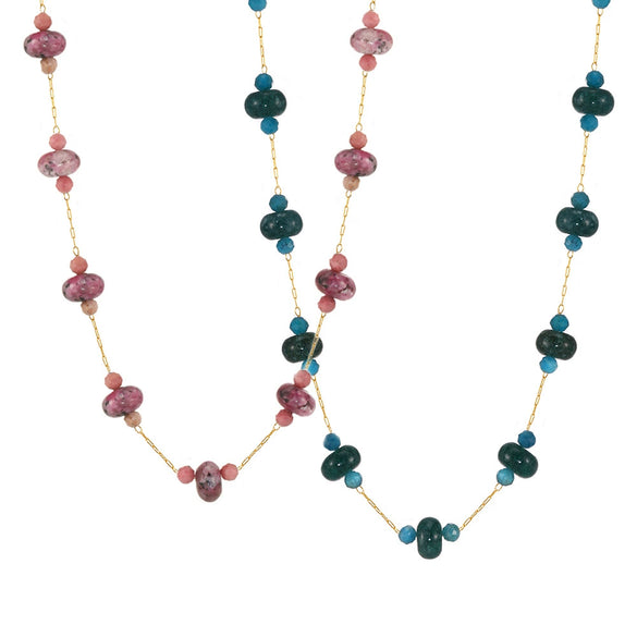 Handmade Half Bead Tourmaline Natural Stone Necklace With Stainless Steel 18K Gold Electroplated Geometric Light Luxury Jewelry For Women
