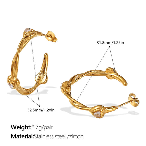 Handmade Heart 316L Stainless Steel Earrings With Electroplating And Fashion Style
