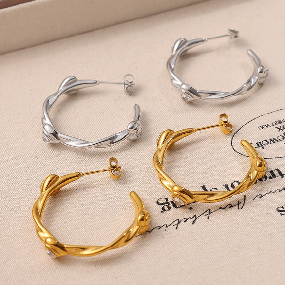 Handmade Heart 316L Stainless Steel Earrings With Electroplating And Fashion Style