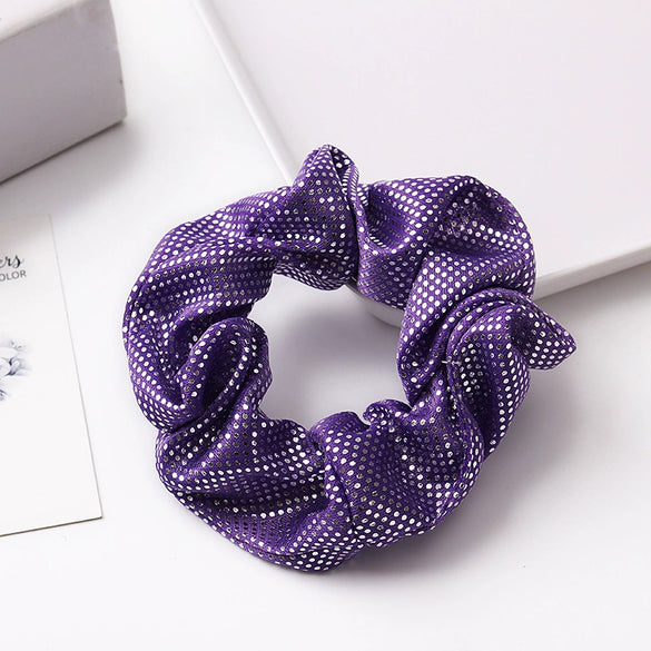 Handmade High Elastic Rainbow Scrunchie Hair Tie With Hot Stamped Laser Detail Punk Style Fabric Hair Ring