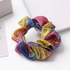 Handmade High Elastic Rainbow Scrunchie Hair Tie With Hot Stamped Laser Detail Punk Style Fabric Hair Ring