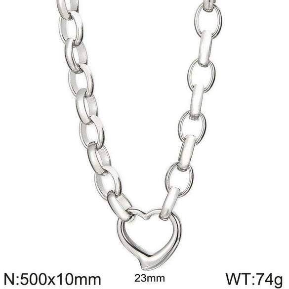 Handmade Hollow Love Pattern Stainless Steel And Titanium Steel Necklace Earrings Bracelet Three Piece Jewelry