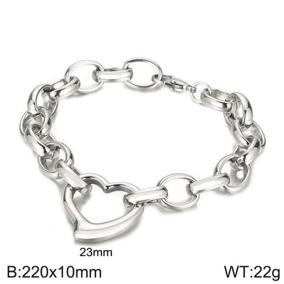 Handmade Hollow Love Pattern Stainless Steel And Titanium Steel Necklace Earrings Bracelet Three Piece Jewelry
