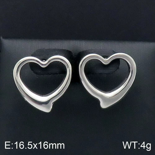 Handmade Hollow Love Pattern Stainless Steel And Titanium Steel Necklace Earrings Bracelet Three Piece Jewelry