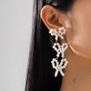 Handmade Imitation Pearl Bow Geometric Earrings For Women