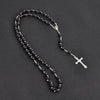 Handmade Imitation Pearl Cross Rosary Long Necklace Unisex Textured Tassel Sweater Chain Alloy Electroplated Geometric