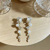 Handmade Imitation Pearl Tassel Earrings For Women Sweet Geometric Design With Steel Ear Needles