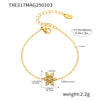 Handmade Inlaid Ultraflash Zircon Christmas Snowflake Titanium Steel Bracelet Plated With 18K Real Gold For Women