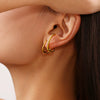 Handmade Inlaid Zircon Ear Bone Clip Jewelry Ear Buckle Light Luxury Style Stainless Steel Jewelry With Geometric Pattern Electroplated For Women
