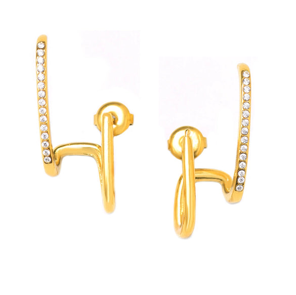 Handmade Inlaid Zircon Ear Bone Clip Jewelry Ear Buckle Light Luxury Style Stainless Steel Jewelry With Geometric Pattern Electroplated For Women