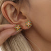 Handmade Inlaid Zircon Snowflake Women's Niche Fashion Stainless Steel 18K Gold Plated Geometric Earrings