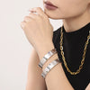 Handmade Inlaid Zircon Stainless Steel Geometric Style Electroplated Bracelet